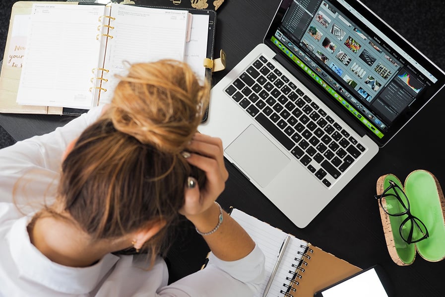 Woman tired at desk